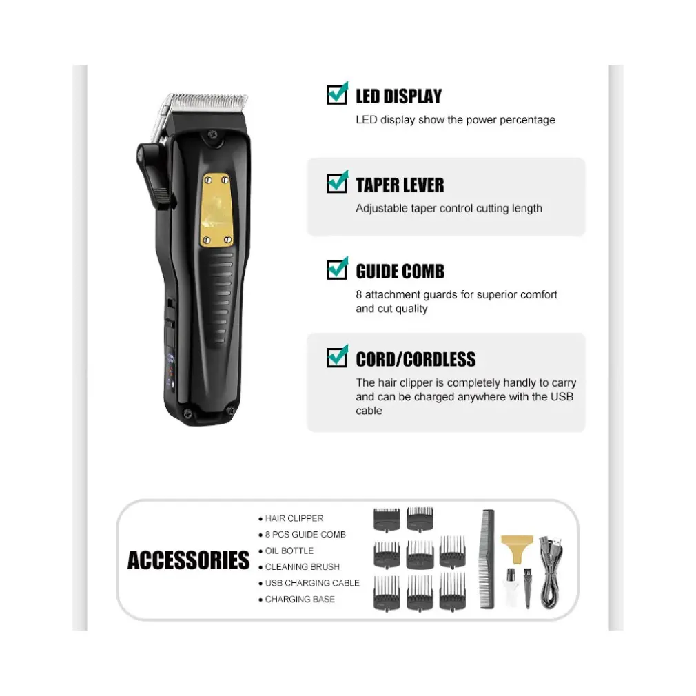 TAGLIACAPELLI UOMO A ZERO PROFESSIONALE REGOLABARBA RICARICABILE BATTERIA VGR651