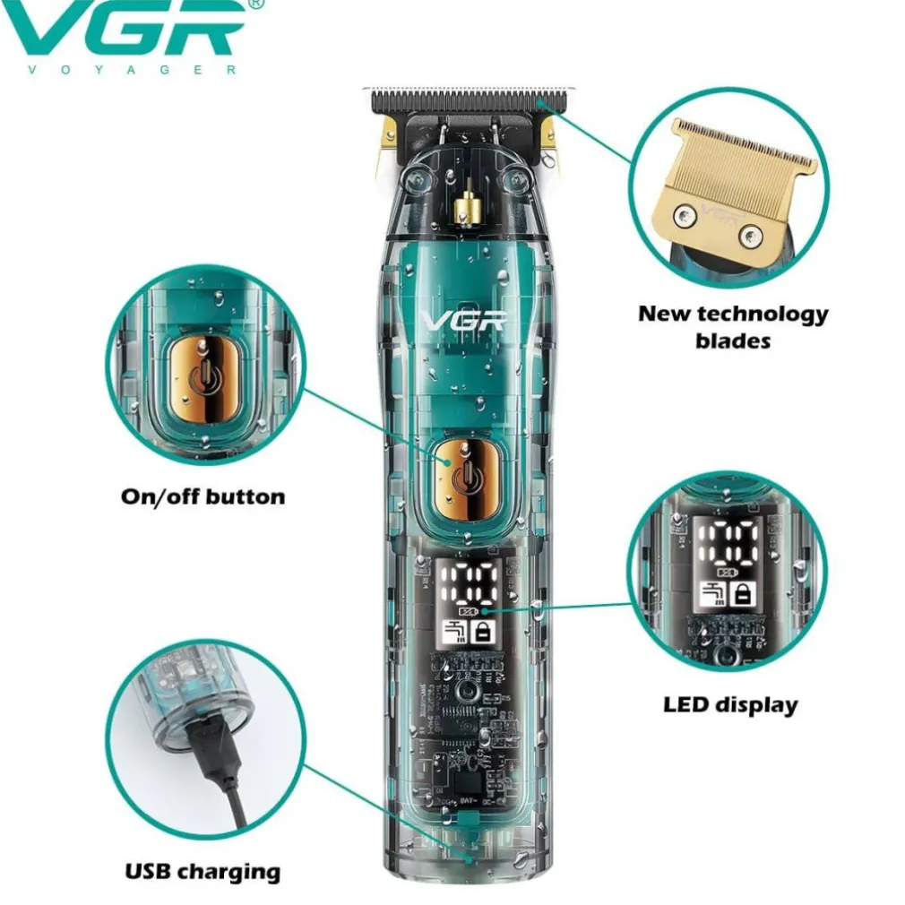 TAGLIACAPELLI UOMO PROFESSIONALE SENZA FILO RICARICABILE A BATTERIA 0 MM VGR 961