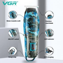 TAGLIACAPELLI UOMO TAGLIA CAPELLI REGOLA BARBA RICARICABILE A BATTERIA VGR 923