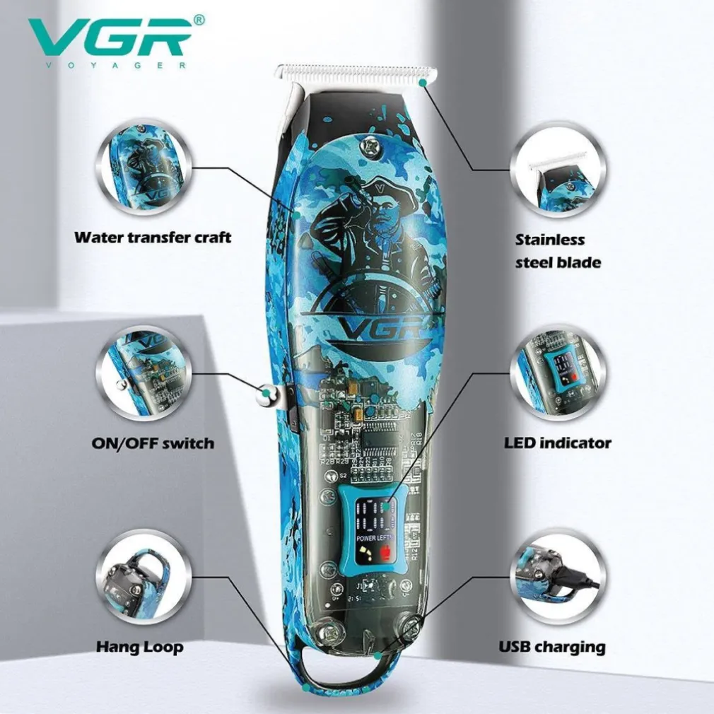TAGLIACAPELLI UOMO TAGLIA CAPELLI REGOLA BARBA RICARICABILE A BATTERIA VGR 923
