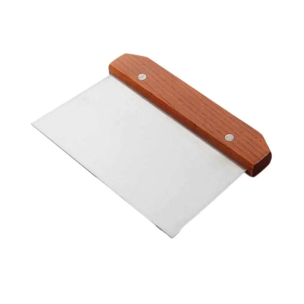 TAGLIAPASTA RASCHIETTO SPATOLA RETTANGOLARE IN ACCIAIO INOX CON MANICO LEGNO