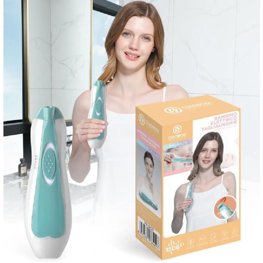 TAGLIAUNGHIE ELETTRICO PER MANI PIEDI UNGHIE BAMBINI NEONATI CON LUCE LED MX-8429
