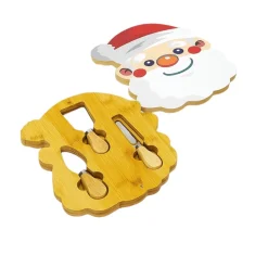 TAGLIERE NATALIZIO CON ACCESSORI COLTELLI PER FORMAGGI SET REGALO BABBO NATALE ALBERO