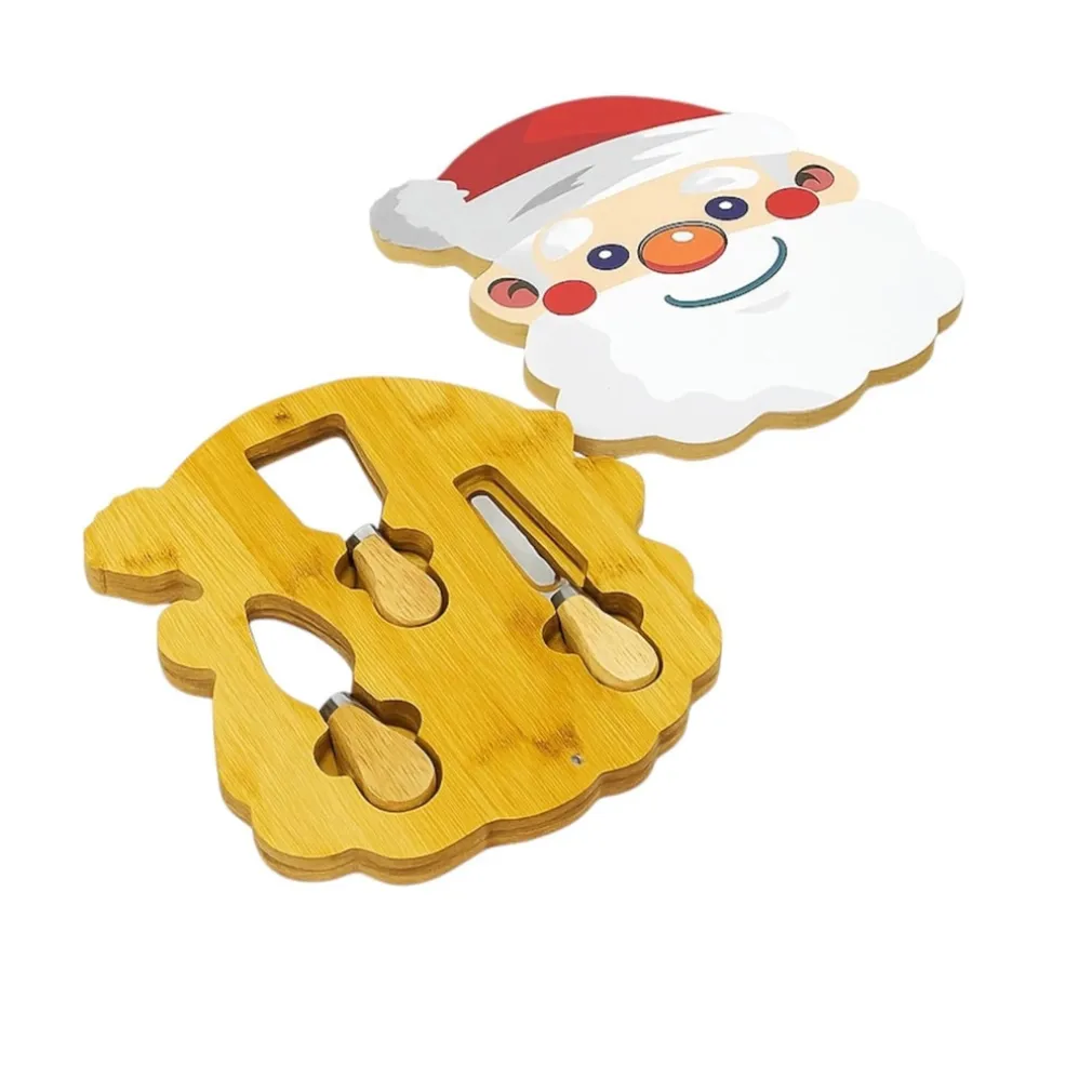 TAGLIERE NATALIZIO CON ACCESSORI COLTELLI PER FORMAGGI SET REGALO BABBO NATALE ALBERO