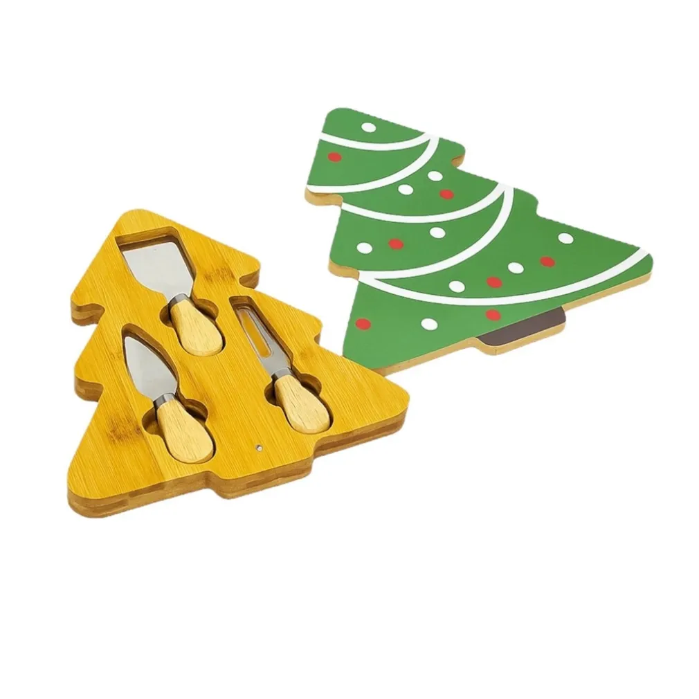 TAGLIERE NATALIZIO CON ACCESSORI COLTELLI PER FORMAGGI SET REGALO BABBO NATALE ALBERO