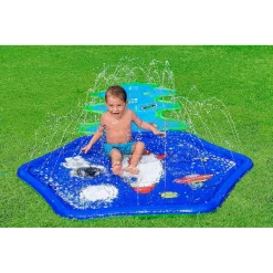 TAPPETINO GONFIABILE CON FONTANA SPRUZZI BASE SPAZIALE 335X150CM ADVENTURE 52571