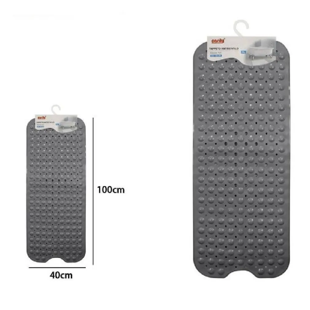 TAPPETINO PER VASCA ANTISCIVOLO 100 X 40 CM TAPPETO DOCCIA IN PVC 79743 GRIGIO