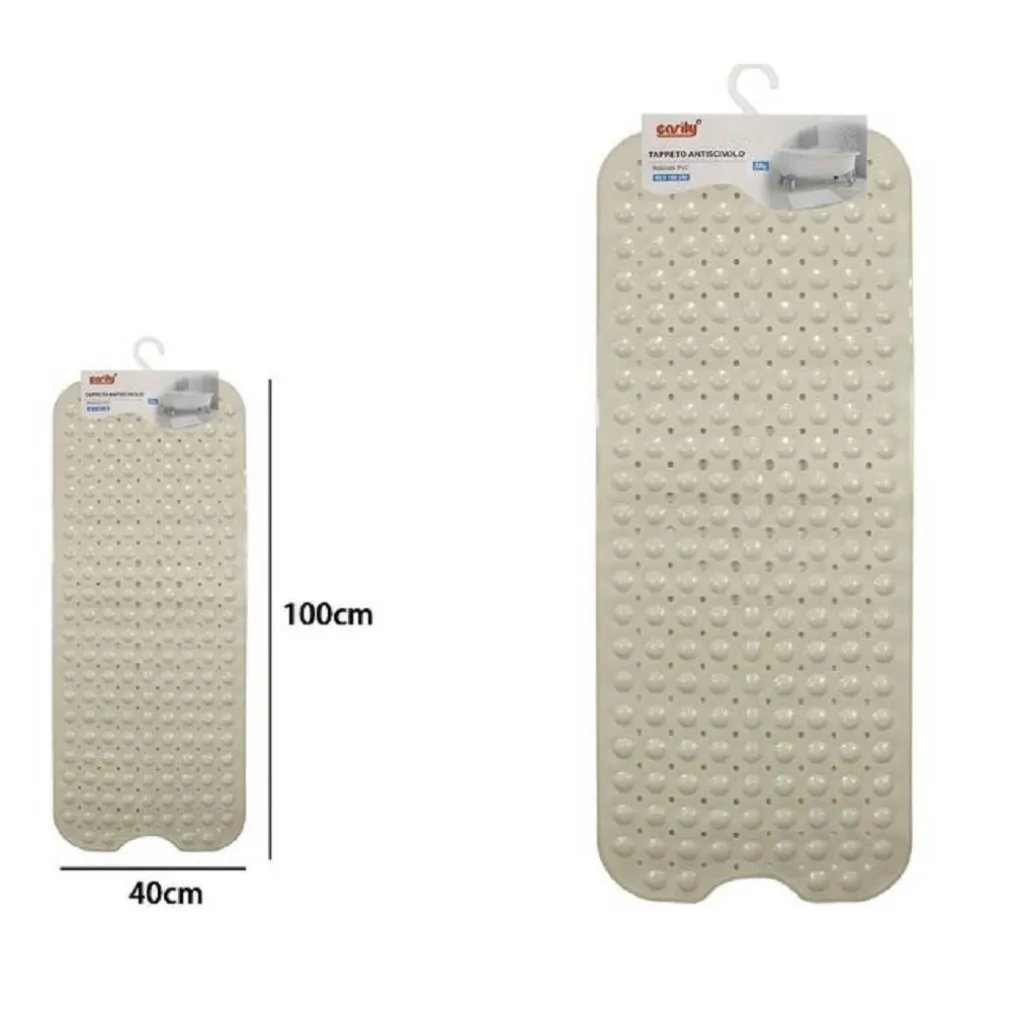 TAPPETINO PER VASCA ANTISCIVOLO 100 X 40 CM TAPPETO DOCCIA IN PVC 79741 BEIGE