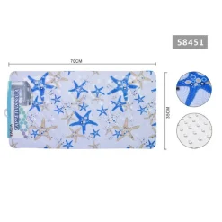TAPPETO ANTISCIVOLO RETTANGOLARE BAGNO VASCA DOCCIA STELLE MARINE 35X70CM 58451