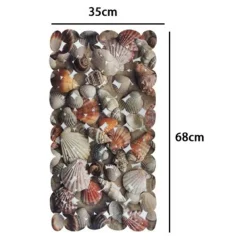 TAPPETO ANTISCIVOLO TAPPETINO A SASSI CON TEMA MARINO PER VASCA BAGNO DOCCIA 35X68CM 10787