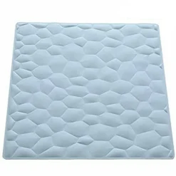 TAPPETO DOCCIA ANTISCIVOLO TAPPETINO IN GOMMA EFFETTO PIETRE AZZURRO 54 X 54 CM