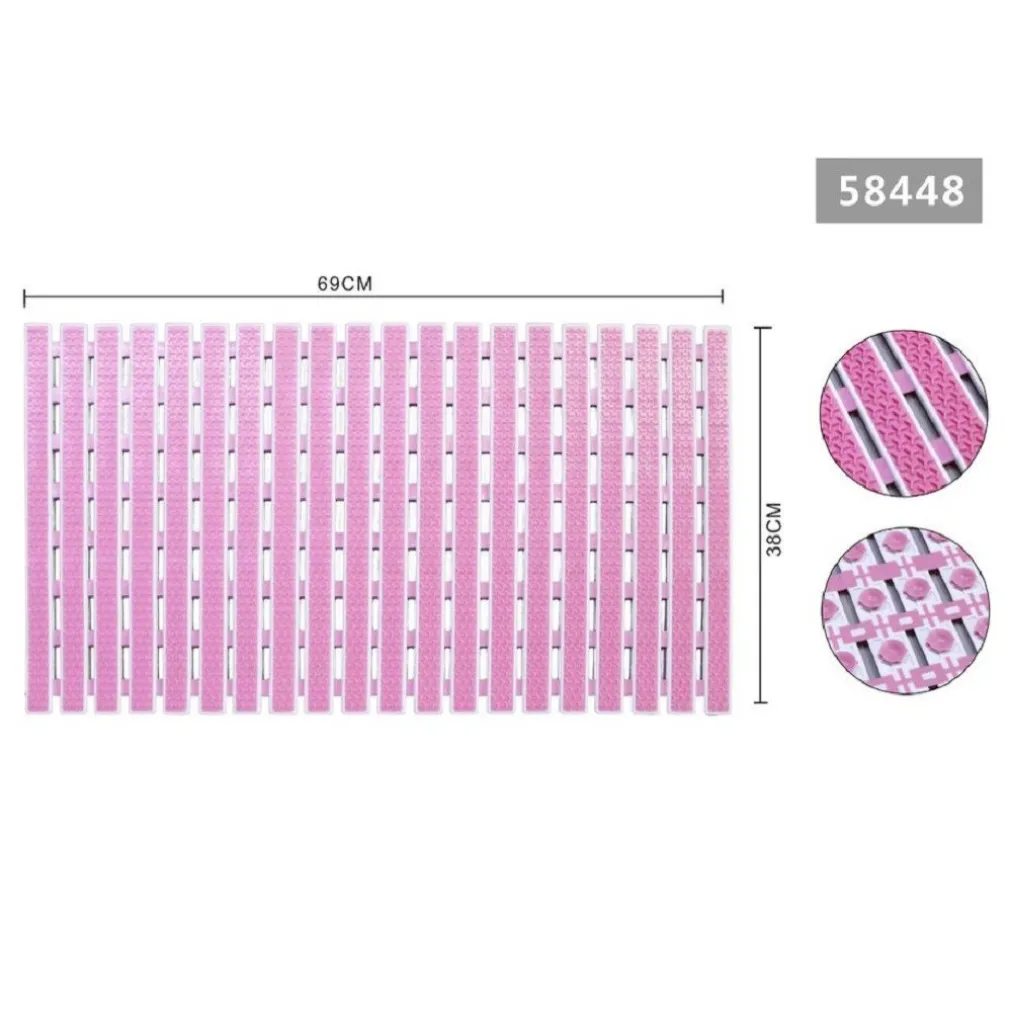 TAPPETO DOCCIA ANTISCIVOLO 69X38CM TAPPETINO VASCA BAGNO RETTANGOLARE ROSA 58448