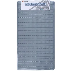 TAPPETO DOCCIA VASCA BAGNO ANTISCIVOLO 38X68CM RETTANGOLARE A RIGHI GRIGIO 54085