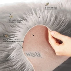 TAPPETO FINTA PELLICCIA SINTETICA PER ANIMALI SOGGIORNO CAMERA LAVABILE 60X90CM