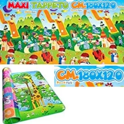 TAPPETO GIOCO BAMBINI DOUBLE FACE MISURE MAXI TAPPETONE SCHIUMA XEVA 120X180CM