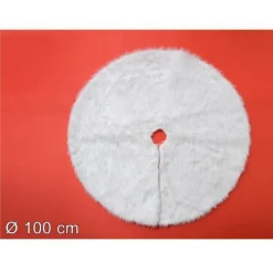 TAPPETO GONNA COPERTURA BASE ALBERO DI NATALE 100CM PELLICCIA BIANCO SOTTOALBERO