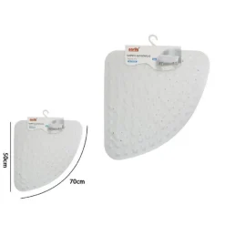 TAPPETO IN PVC ANTISCIVOLO TRIANGOLARE BIANCO VASCA BAGNO DOCCIA 50 X 70CM 79732
