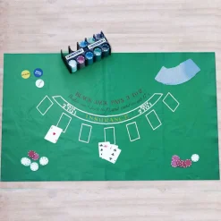 TAPPETO IN TESSUTO VERDE DA TAVOLO PER GIOCO BLACKJACK ROULETTE MISURA 30X40CM