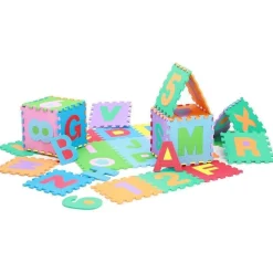 TAPPETO MORBIDO TAPPETINO PUZZLE CON LETTERE MORBIDO MATTONELLE 29.5X29.5CM