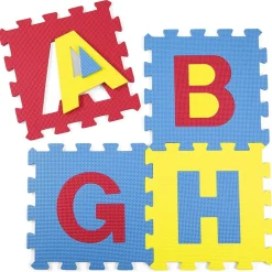 TAPPETO MORBIDO TAPPETINO PUZZLE CON LETTERE MORBIDO MATTONELLE 29.5X29.5CM