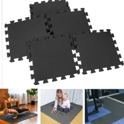 TAPPETO PUZZLE TAPPETINO FITNESS PALESTRA MULTIUSO SCHIUMA EVA 10PZ 30X30CM NERO