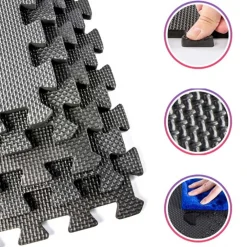 TAPPETO PUZZLE TAPPETINO FITNESS PALESTRA MULTIUSO SCHIUMA EVA 10PZ 30X30CM NERO