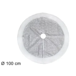 TAPPETO SOTTOALBERO NATALE GONNA COPERTURA 100CM EFFETTO GLITTER SILVER PELLICCIA