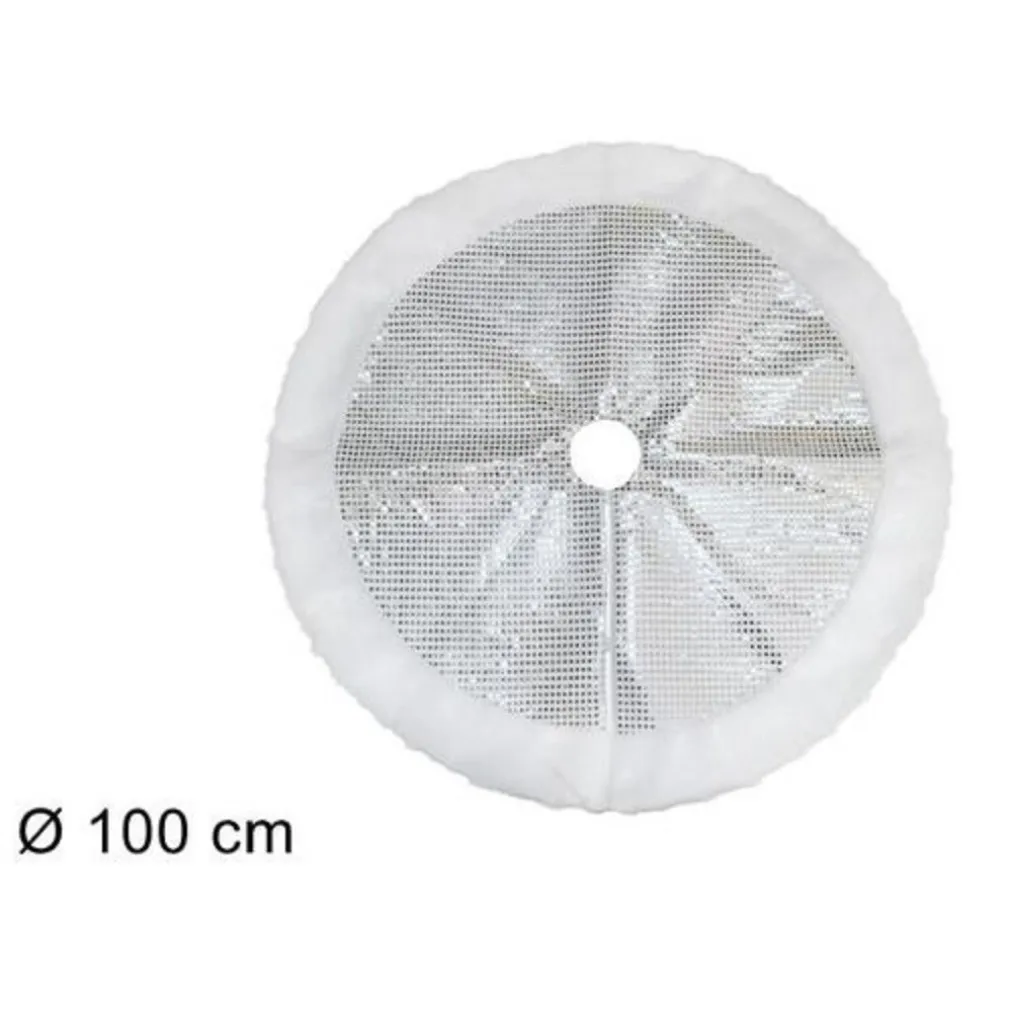 TAPPETO SOTTOALBERO NATALE GONNA COPERTURA 100 CM SILVER POIS PELLICCIA BIANCA
