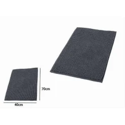 TAPPETO TAPPETINO ANTISCIVOLO PER BAGNO ARREDO 40 X 70CM NERO GRIGIO SCURO 69743