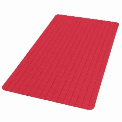 TAPPETO TAPPETINO ANTISCIVOLO BAGNO ARREDO 69 X 39 CM ROSSO CON QUADRATINI 69940
