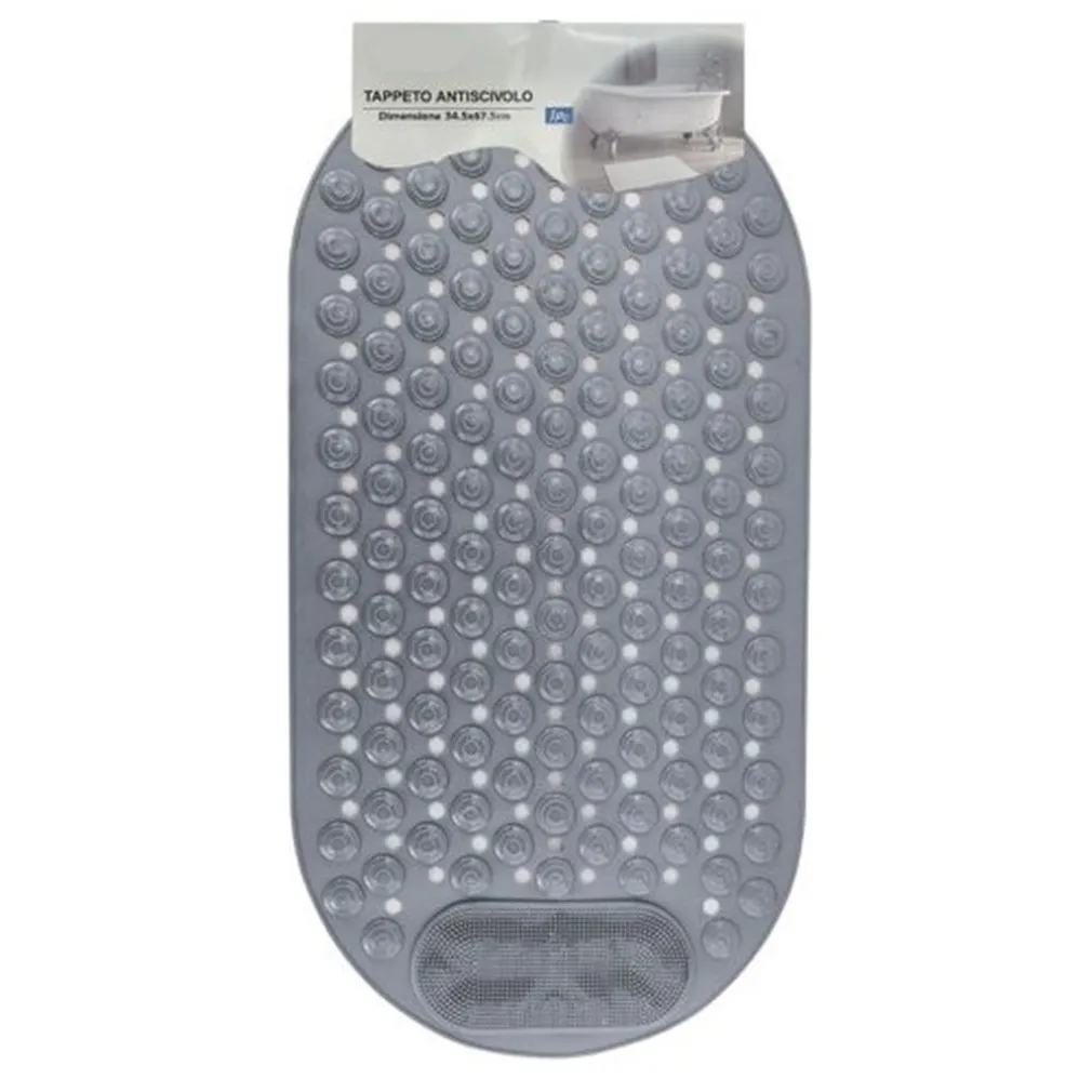 TAPPETO TAPPETINO ANTISCIVOLO PER VASCA DA BAGNO DOCCIA 34.5 X 67.5 CM GRIGIO 10791