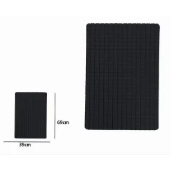 TAPPETO TAPPETINO ANTISCIVOLO PER BAGNO ARREDO 69X39CM NERO CON QUADRATINI 69775