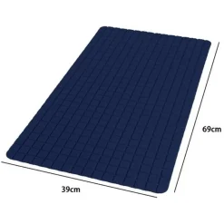 TAPPETO TAPPETINO ANTISCIVOLO PER BAGNO ARREDO 69X39CM BLU CON QUADRATINI 69899