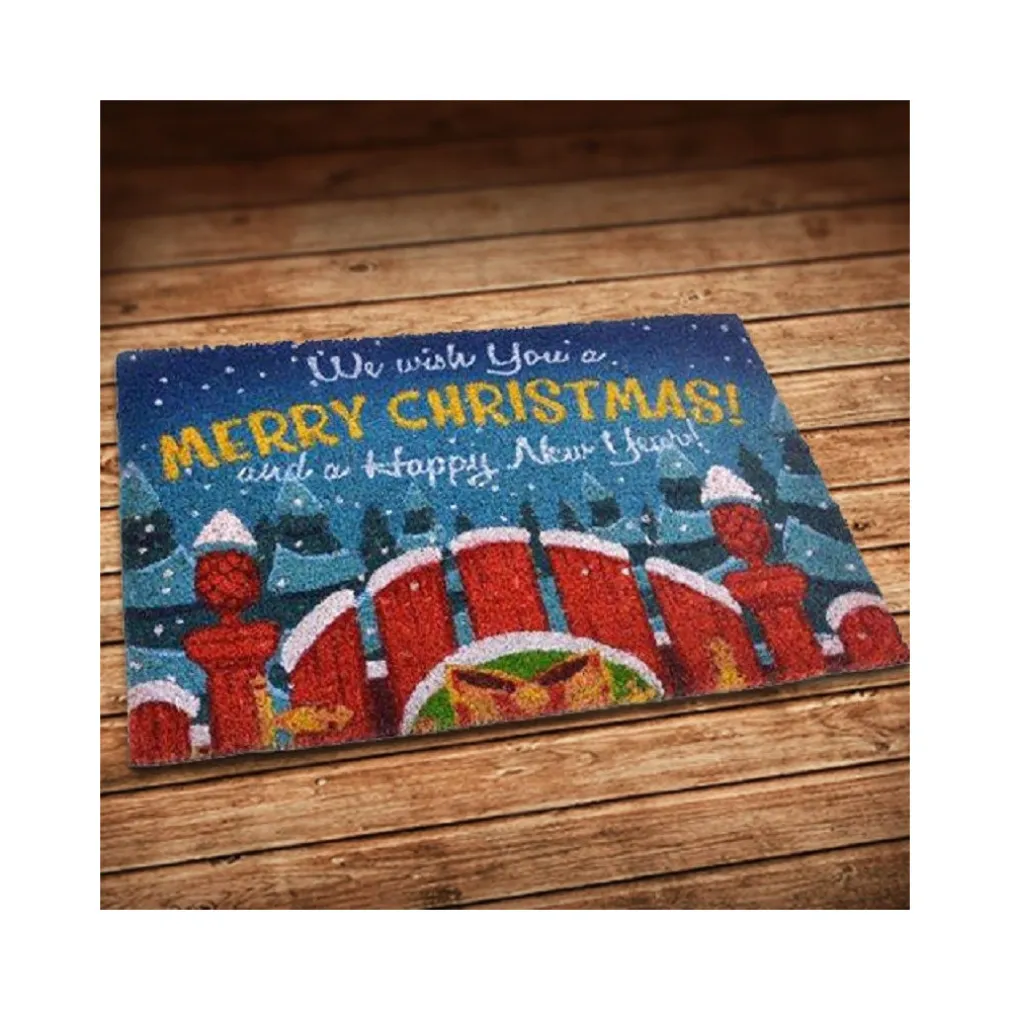 TAPPETO ZERBINO NATALE DECORAZIONE CON CANCELLO 40X60CM DECORAZIONI NATALIZIE