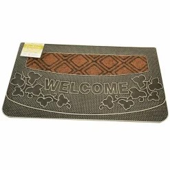 TAPPETO ZERBINO WELCOME PIANTE 45X75CM IN GOMMA E FIBRA COCCO 4 COLORI INGRESSO