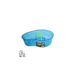 TARTARUGHIERA BLU CON PALMA 32X12X23CM ANIMALI ACQUARIO VASCA PER TARTARUGHE