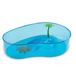 TARTARUGHIERA CLASSICA PER TARTARUGHE D'ACQUA CON PALMA 40 X 27,5 X H 9,5 CM