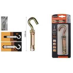 TASSELLO TASSELLI METALLICI GANCIO BULLONI M12 X 140MM ACCESSORI MINUTERIA 91047