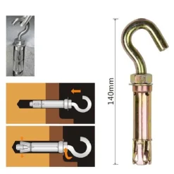 TASSELLO TASSELLI METALLICI GANCIO BULLONI M12 X 140MM ACCESSORI MINUTERIA 91047