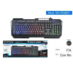 TASTIERA GAMING CON FILO RETROILLUMINATO LED RGB LAYOUT ITALIANO PC EK-RGB01