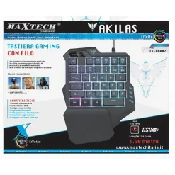 TASTIERA GAMING CON FILO USB2.0 1.5 MT EK-RGB02 RETROILLUMINATA LAYOUT ITALIANO