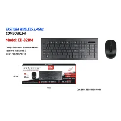 TASTIERA MOUSE WIFI WIRELESS IMPERMEABILE 2.4GHZ COMPUTER LAPTOP PC MAXTECH EK-820M