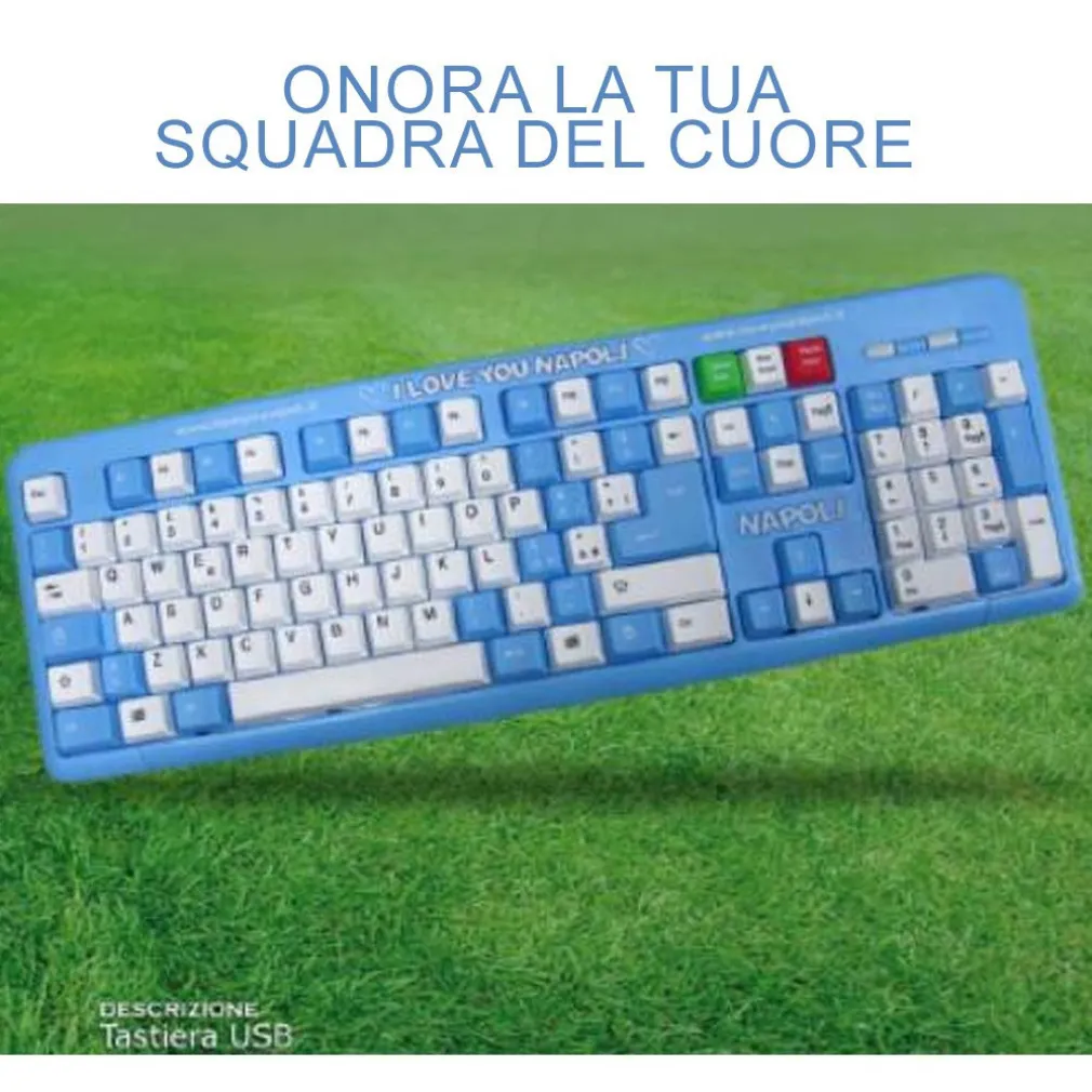 TASTIERA PC/LAPTOP LAYOUT ITALIANO QUERTY AZZURRA I LOVE YOU NAPOLI UFFICIO