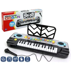 TASTIERA PIANOLA KARAOKE CON MICROFONO EFFETTI MUSICALI MELODIE E PORTA SPARTITO