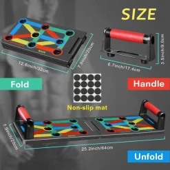 TAVOLA ATTREZZO ALLENAMENTO ESERCIZI CON MANIGLIE PER FLESSIONI MULTIFUNZIONALE