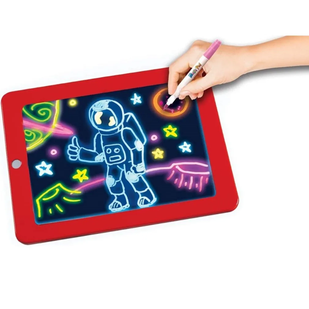 TAVOLETTA CON PENNARELLI AL NEON 8 EFFETTI LUCE BRILLANTE DARE VITA AI DISEGNI