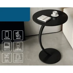 TAVOLINO LATERALE A FORMA DI C MODERNO ELEGANTE PER SOGGIORNO SALOTTO DIVANO CAMERA