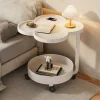 TAVOLINO MULTIFUNZIONALE A 2 LIVELLI CON RUOTE BORDO RIALZATO DESIGN MODERNO MINIMALISTA