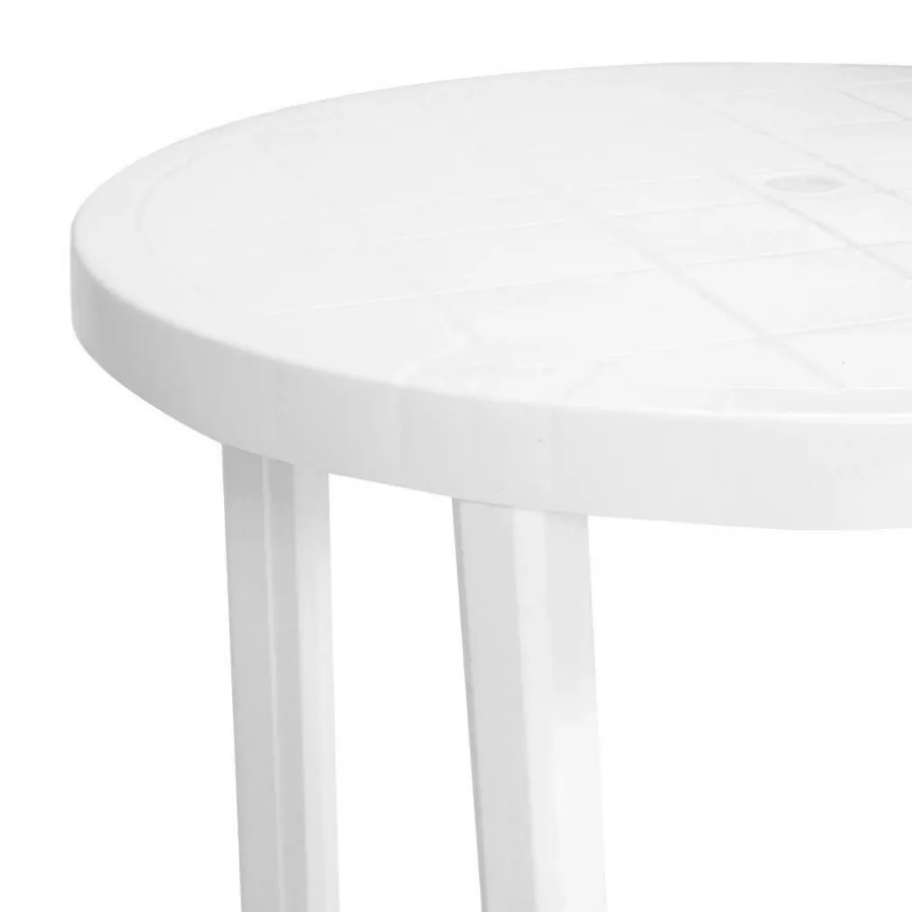TAVOLO DA GIARDINO BIANCO ROTONDO IN PLASTICA 90X72CM RESISTENTE ARREDO ESTERNO 008942
