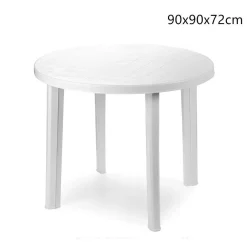 TAVOLO DA GIARDINO BIANCO ROTONDO IN PLASTICA 90X72CM RESISTENTE ARREDO ESTERNO 008942